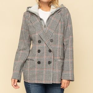 Mystree DOUBLE BREASTED 2FER COAT WITH HOODIE